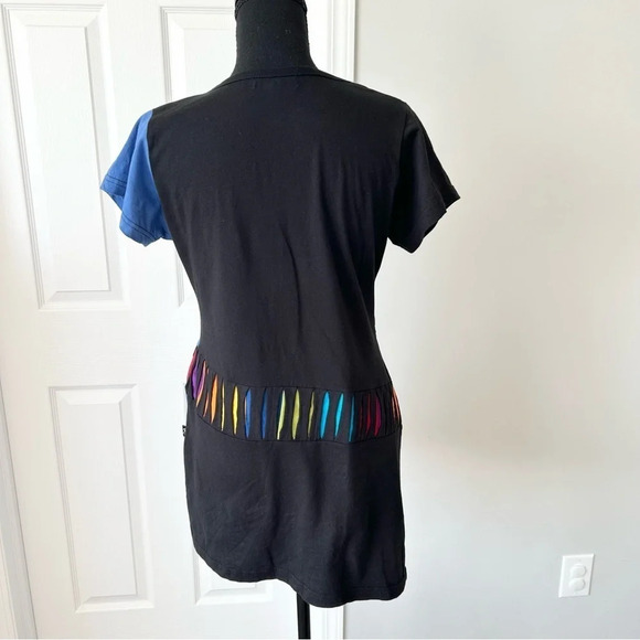 Leopards &  Roses Embroidered Patchwork Asymmetrical Hem Tunics - Picture 3 of 15